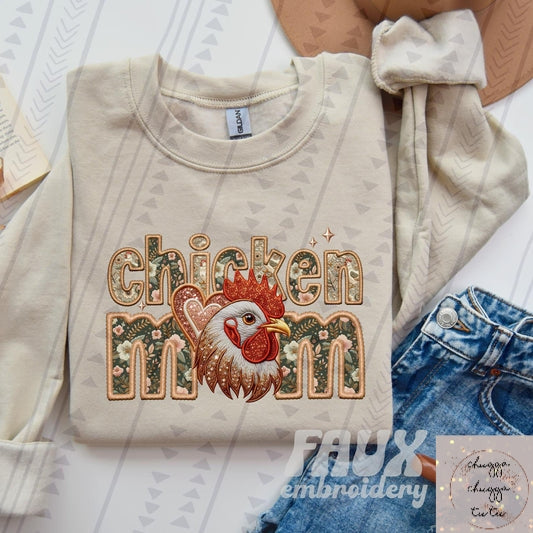 Chicken Mom (faux embroidery)