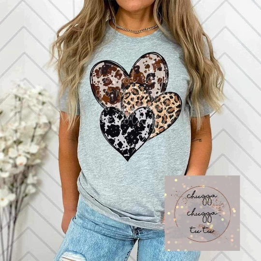 Animal print hearts